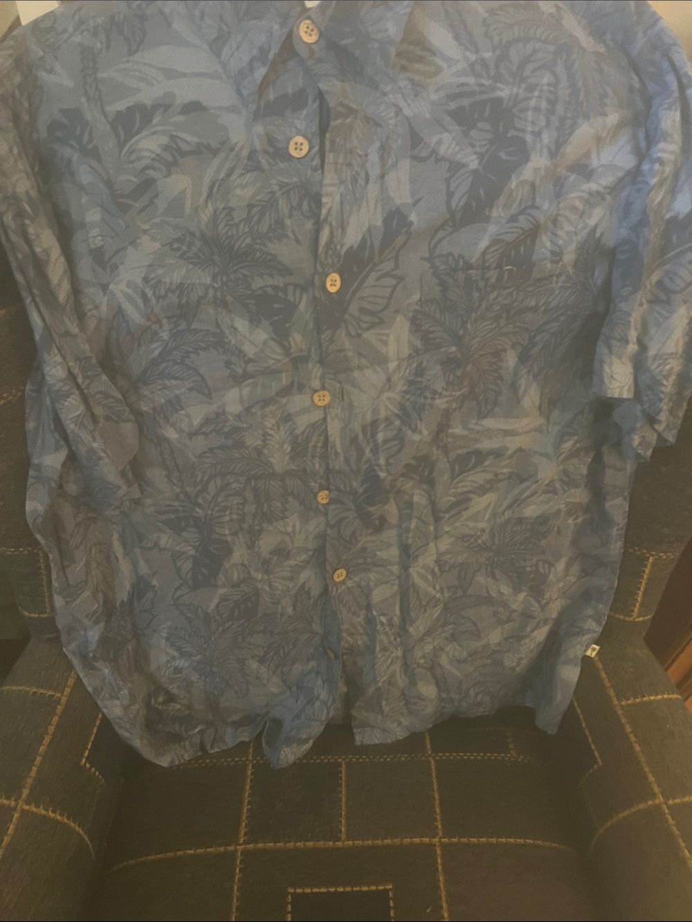 Men's Casual Blue Printed Button-Down Shirt
